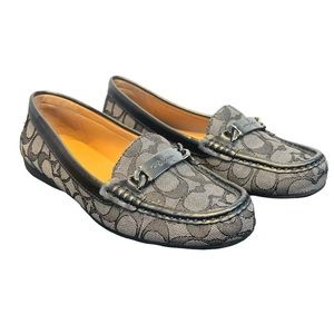 Coach OLIVE Black Signature Logo Loafers Size 8